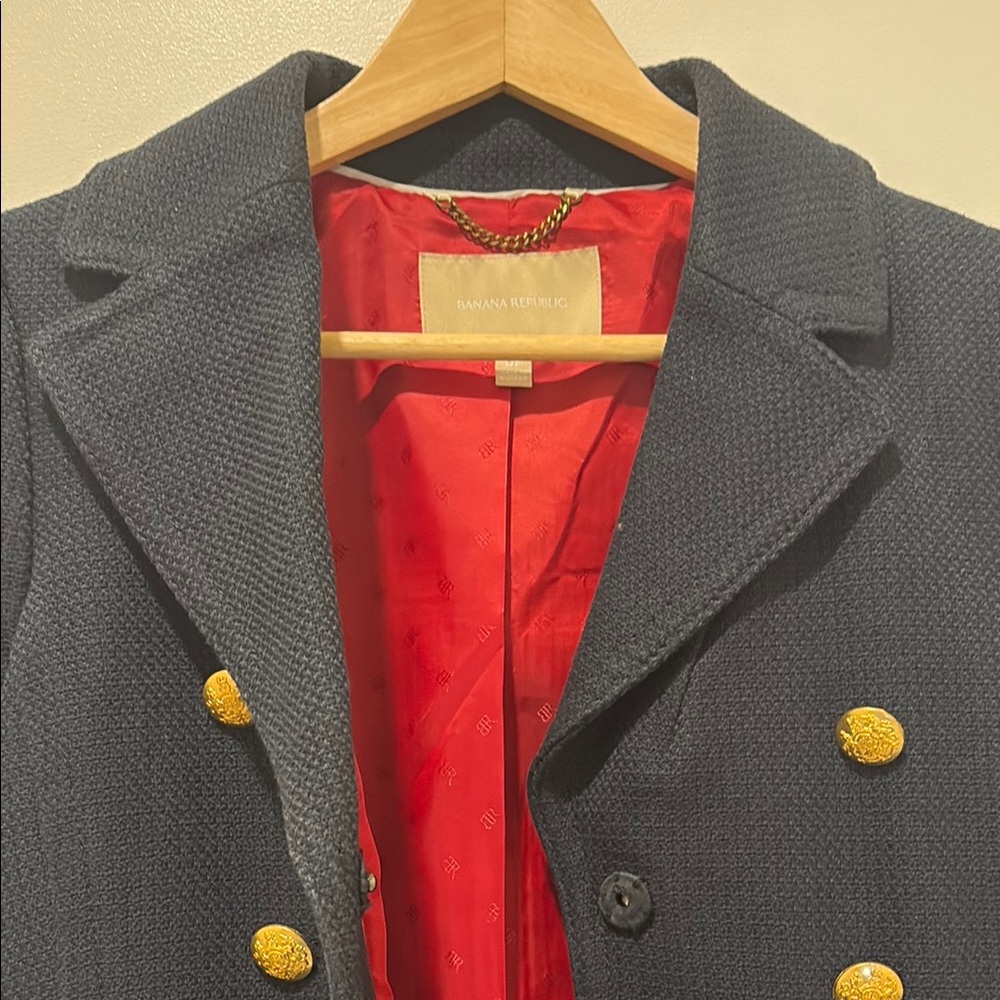 Banana Republic Navy cotton Pea Coat Classic Design - Picture 5 of 5